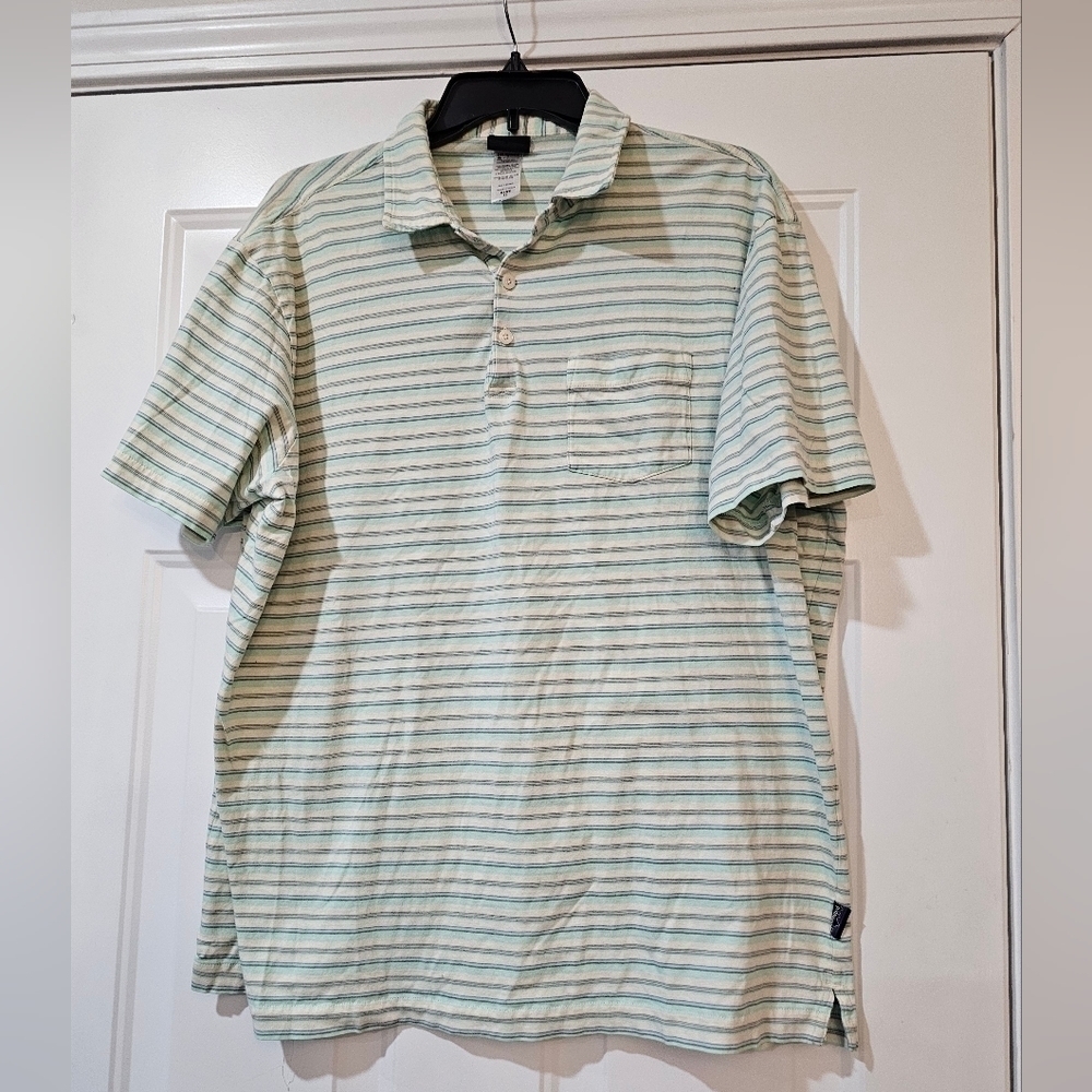 Patagonia Polo stripped shirt size XL organic cotton Golfing
